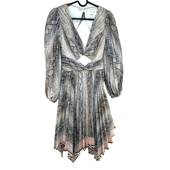 Zimmermann Snake Print Cutout Dress SZ 0/ US 4/ AU UK 8 Corsage Python Coquette - Picture 5 of 14